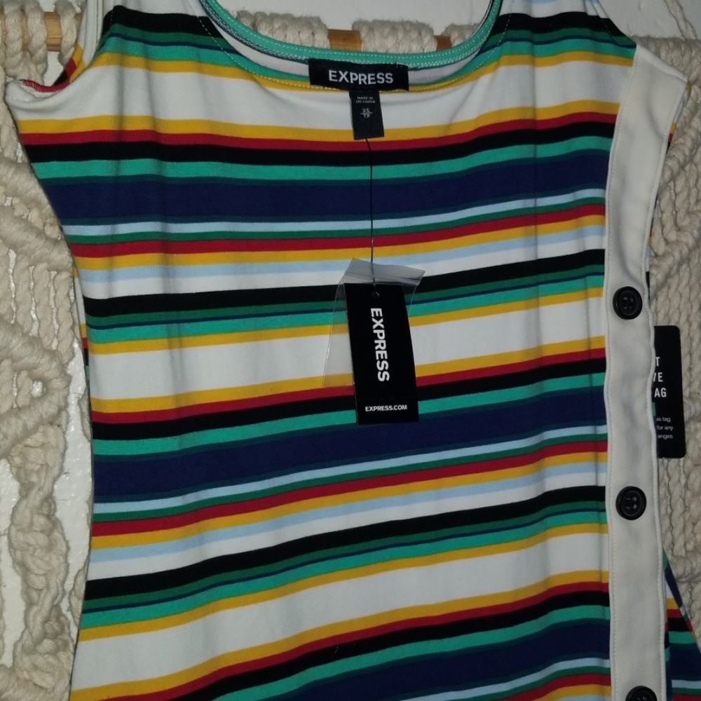 Express Striped Asymmetrical Button Front Midi - Picture 5 of 8